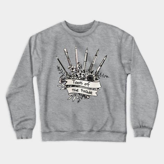 Tools of trade for artist, drawing, painting, writer and poet Crewneck Sweatshirt by Collagedream